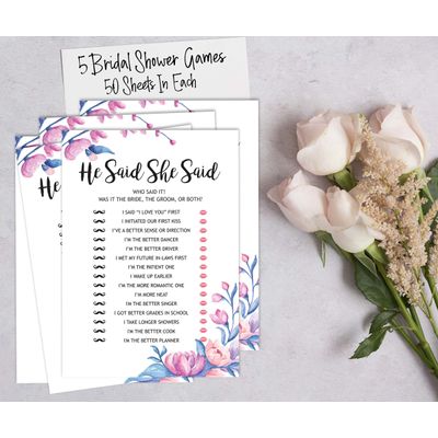 50 Cartões de Jogo Florais Quadrados em Branco para Preencher Ideias de Presentes para Chá de Noiva e Despedida de Solteira - Inkdotpot 12,7 Cm × 17,78 Cm / Branco - Conjunto de Jogos