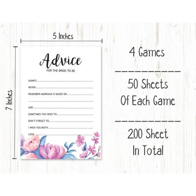 50 Cartões de Jogo Florais Quadrados em Branco para Preencher Ideias de Presentes para Chá de Noiva e Despedida de Solteira - Inkdotpot 12,7 Cm × 17,78 Cm / Branco - Conjunto de 4