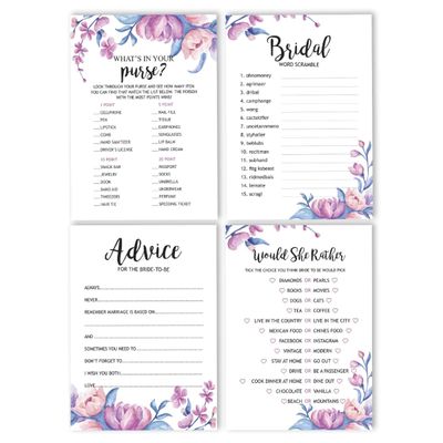 50 Cartões de Jogo Florais Quadrados em Branco para Preencher Ideias de Presentes para Chá de Noiva e Despedida de Solteira - Inkdotpot 12,7 Cm × 17,78 Cm / Branco - Conjunto de 4