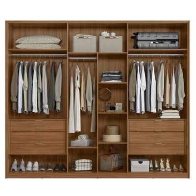 Guarda Roupa Casal Ripado Atrice D66210k 6 Portas Nogueira Touch Demóbile - Demartêz