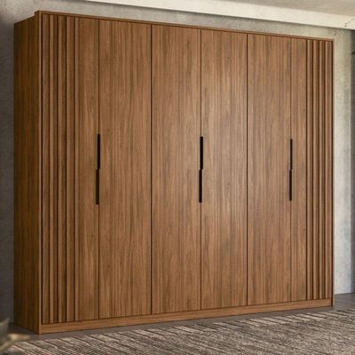 Guarda Roupa Casal Ripado Atrice D66210k 6 Portas Nogueira Touch Demóbile - Demartêz