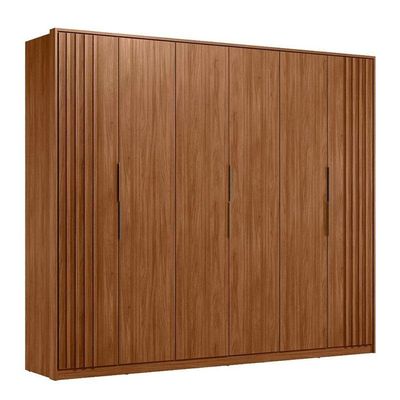 Guarda Roupa Casal Ripado Atrice D66210k 6 Portas Nogueira Touch Demóbile - Demartêz