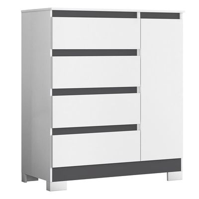 Cômoda Sapateira Olímpia 1 Porta E 4 Gavetas Quadriflex Branco-titanium - Móveis Albatroz