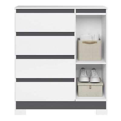 Cômoda Sapateira Olímpia 1 Porta E 4 Gavetas Quadriflex Branco-titanium - Móveis Albatroz