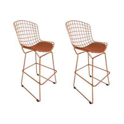 Kit 2 Banquetas Bertoia Cobre D80 Com Assento Cobre