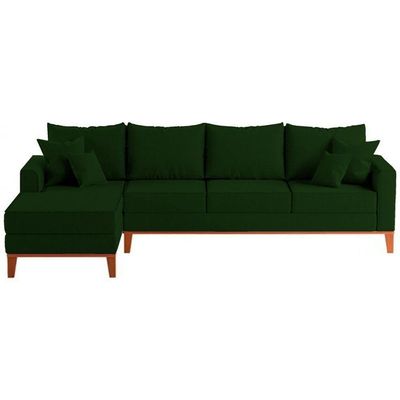 Sofá 4 Lugares Beny Com Chaise Esquerdo Suede Verde