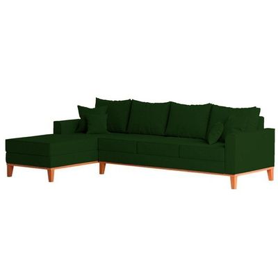Sofá 4 Lugares Beny Com Chaise Esquerdo Suede Verde