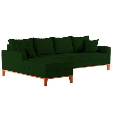 Sofá 4 Lugares Beny Com Chaise Esquerdo Suede Verde