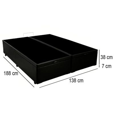 Cama Box Baú Casal Bipartido Sintético Mega Cama Preto 138x188x45cm