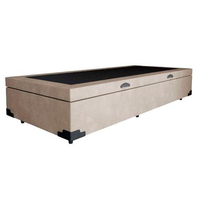 Cama Box Baú Solteiro Suede Mega Cama Bege 88x188x45cm