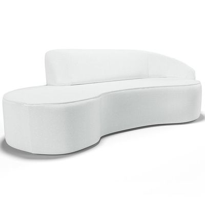Sofá 3 Lugares Curvo Living Firenze Direito D02 Corano Branco 180cm C-12 - Lyam