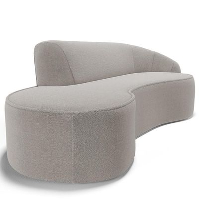 Sofá 3 Lugares Curvo Living Firenze Direito D02 Bouclê Bege 180cm B-62 - Lyam