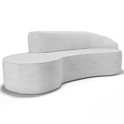 Sofá 3 Lugares Curvo Living Firenze Direito D02 Linho Cinza 180cm D-315 - Lyam