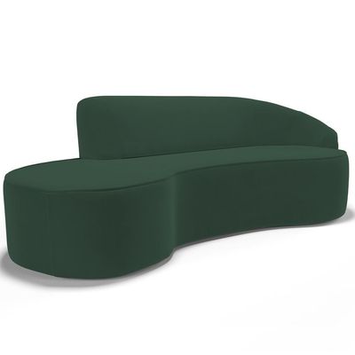 Sofá 3 Lugares Curvo Living Firenze Direito D02 Veludo Verde Musgo 230cm C-303 - Lyam