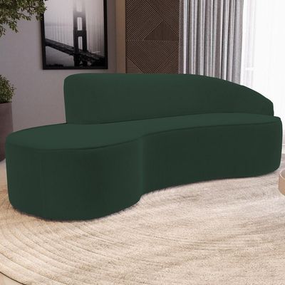Sofá 3 Lugares Curvo Living Firenze Direito D02 Veludo Verde Musgo 230cm C-303 - Lyam