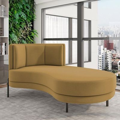 Sofá Chaise Longue Living Lucca Direito D02 Veludo Mostarda C-260