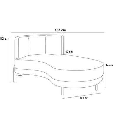 Sofá Chaise Longue Living Lucca Direito D02 Veludo Mostarda C-260