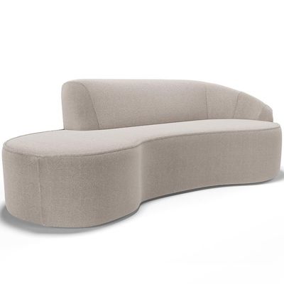 Sofá 5 Lugares Curvo Living Firenze Direito D02 Bouclê Creme 300cm B-54 - Lyam