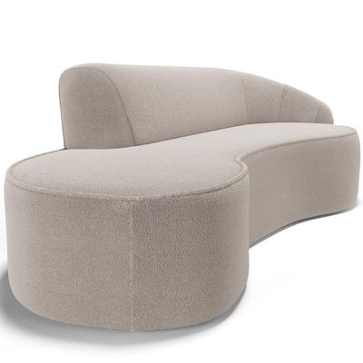 Sofá 5 Lugares Curvo Living Firenze Direito D02 Bouclê Creme 300cm B-54 - Lyam