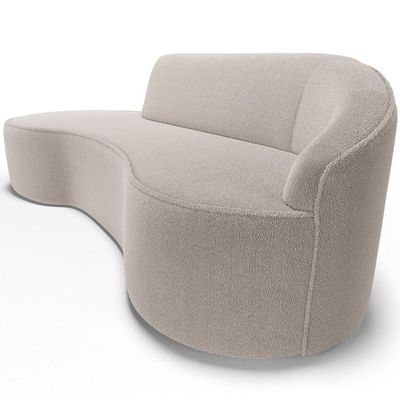 Sofá 5 Lugares Curvo Living Firenze Direito D02 Bouclê Creme 300cm B-54 - Lyam