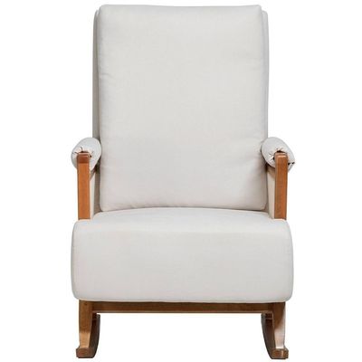 Poltrona De Amamentação Com Balanço Base Nina Líria D02 Linho Off White B-410 - Lyam Decor