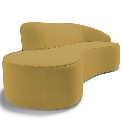 Sofá 3 Lugares Curvo Living Firenze Direito D02 Veludo Mostarda 180cm C-279 - Lyam