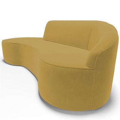 Sofá 3 Lugares Curvo Living Firenze Direito D02 Veludo Mostarda 180cm C-279 - Lyam