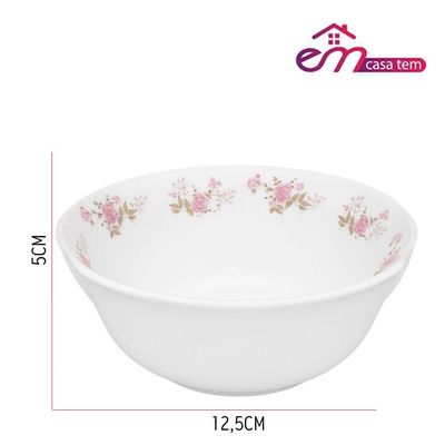 Jogo De Sobremesa De Vidro 1 Tigela 1400ml E 6 Bowls 400ml Branco Em Casa Tem