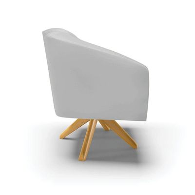 Kit 2 Poltronas Sala Decorativa Stella Giratória Couro Sintético Cinza D'Rossi