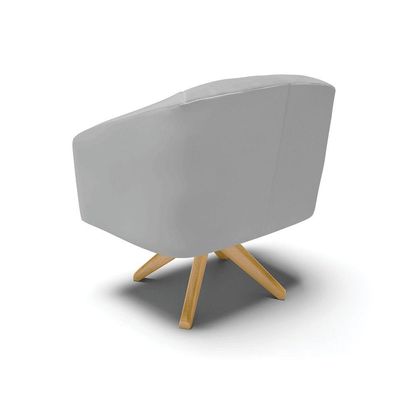 Kit 2 Poltronas Sala Decorativa Stella Giratória Couro Sintético Cinza D'Rossi