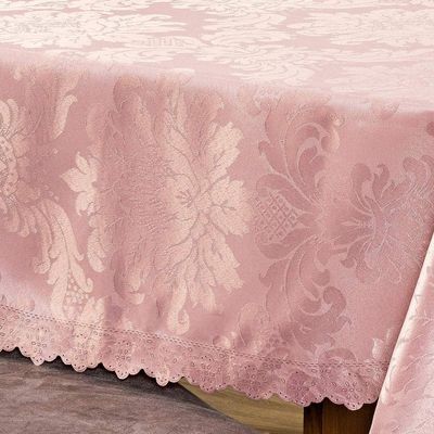 Toalha De Mesa Quadrada Avulsa Jacquard Medalhão 1,40m X 1,40m Para 04 Lugares - Decoração Cozinha Moderna Luxo Cor Rosê