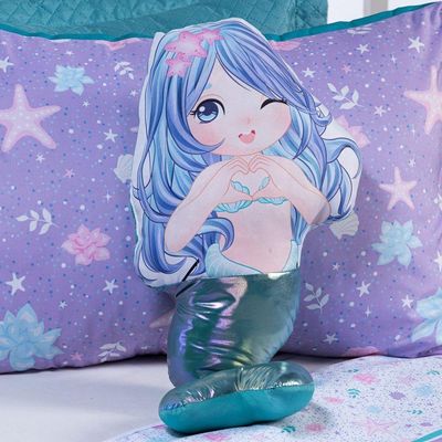 Almofada Infantil Boneca Avulsa Sereia Verde Tiffany Cauda Furtacor C/ Enchimento Silicone