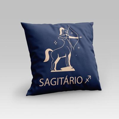 Capa De Almofada Estampada Signos Do Zodíaco Em Veludo Suede 45cm X 45cm - Decoração Astrologia Horóscopo Cor Sagitário