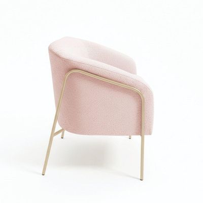 Sofá 2 Lugares Namoradeira Stella Base Industrial Alta Champanhe Bouclê D03 - D'rossi Cor Rose