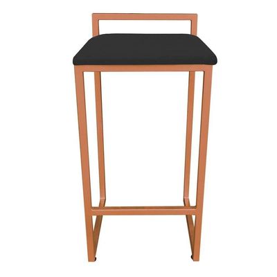 Banqueta Alta Lavinia Suede Preto Base Cobre
