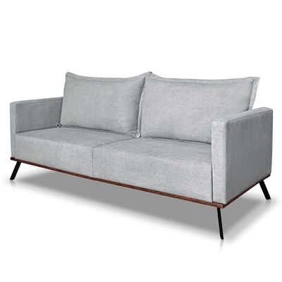 Sofá Living 2 Lugares 1,60m Atlantis Bouclê Pés De Ferro - Pallazio Cor Cinza