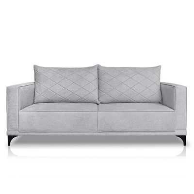 Sofá Living 2 Lugares 1,80m Horus Bouclê Pés De Aço - Pallazio Cor Cinza