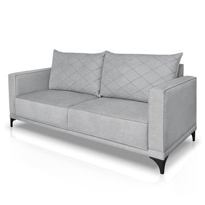 Sofá Living 2 Lugares 1,80m Horus Bouclê Pés De Aço - Pallazio Cor Cinza