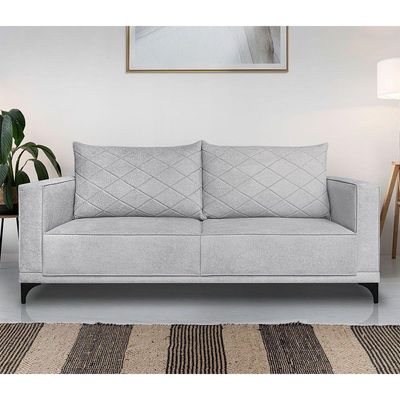 Sofá Living 2 Lugares 1,80m Horus Bouclê Pés De Aço - Pallazio Cor Cinza
