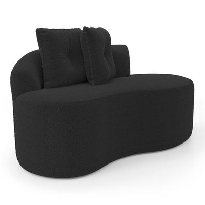 Sofá Orgânico Living Bob 145cm 02 Lugares Com 02 Almofadas Bouclê Preto - Desk Design