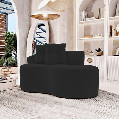 Sofá Orgânico Living Bob 145cm 02 Lugares Com 02 Almofadas Bouclê Preto - Desk Design