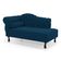Divã Recamier Chaise Longue Lavínia 150cm Capitonê Pés De Madeira Veludo Azul Marinho - Desk Design