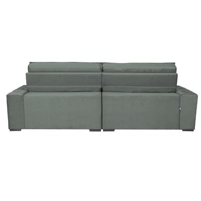 Sofá Austin 3,02m Retrátil, Reclinável Com Molas No Assento E Almofadas, Suede Grafite Cama Inbox