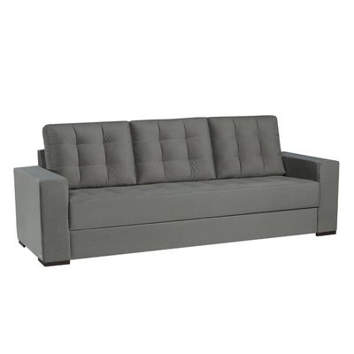 Sofá New Assento Fixo 2 Lugares De 0,90 E Braços De 0,22 Total 2,24 Veludo Cinza Chumbo