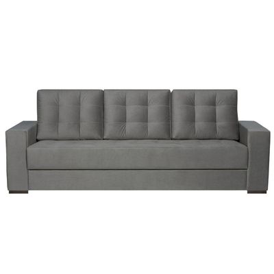 Sofá New Assento Fixo 2 Lugares De 0,90 E Braços De 0,22 Total 2,24 Veludo Cinza Chumbo