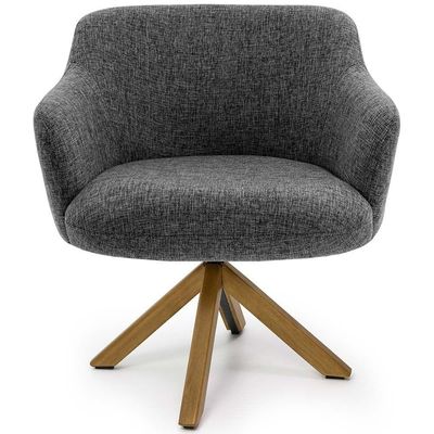 Kit 02 Poltronas Decorativas Jade Giratória Giromad Linho Mesclado Branco/cinza - Nexta Casa
