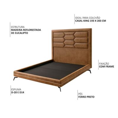 Cama King Pés Ferro Otto Com Cabeceira Roma Corano Caramelo Bouclé Off White - Nexta Casa