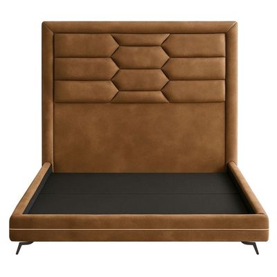 Cama King Pés Ferro Otto Com Cabeceira Roma Corano Caramelo Bouclé Off White - Nexta Casa