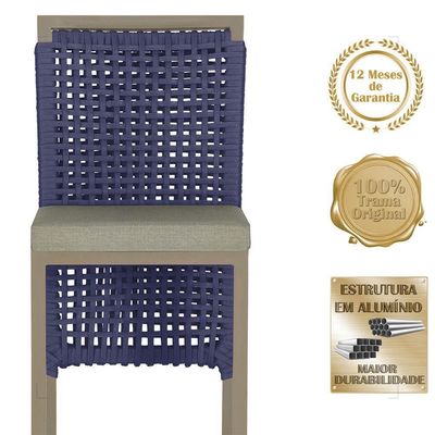 Mesa Bistrô E 4 Banquetas Roma Fendi Corda Estofado 8 Trama Azul