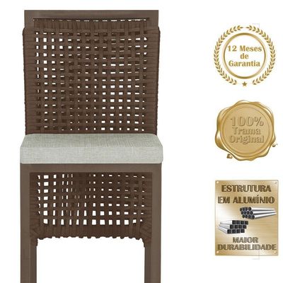 Mesa Bistrô 2 Banquetas Roma Marrom Corda Náutica 3 Trama Marrom